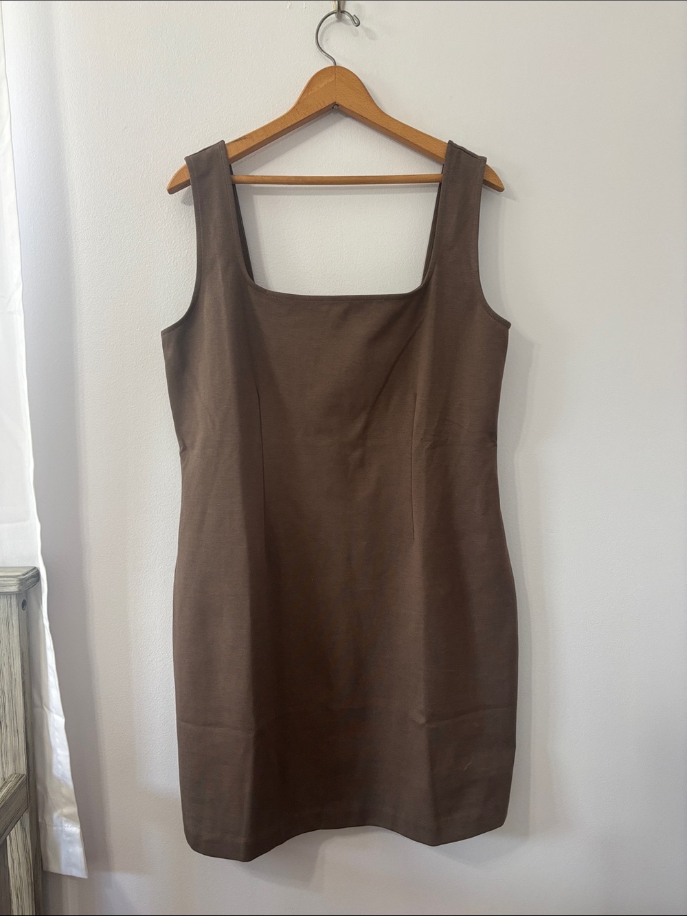 Everlane Brown Square-Neck Sleeveless Mini Dress